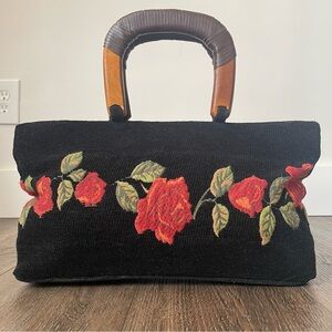 Floral Black Handbag